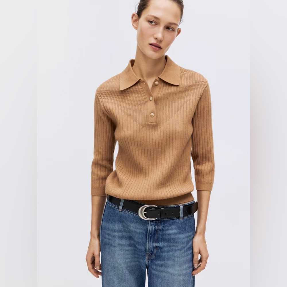 H&M POLO RIB KNIT TOP